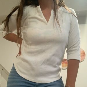 White sweater top with 3/4 sleeves
